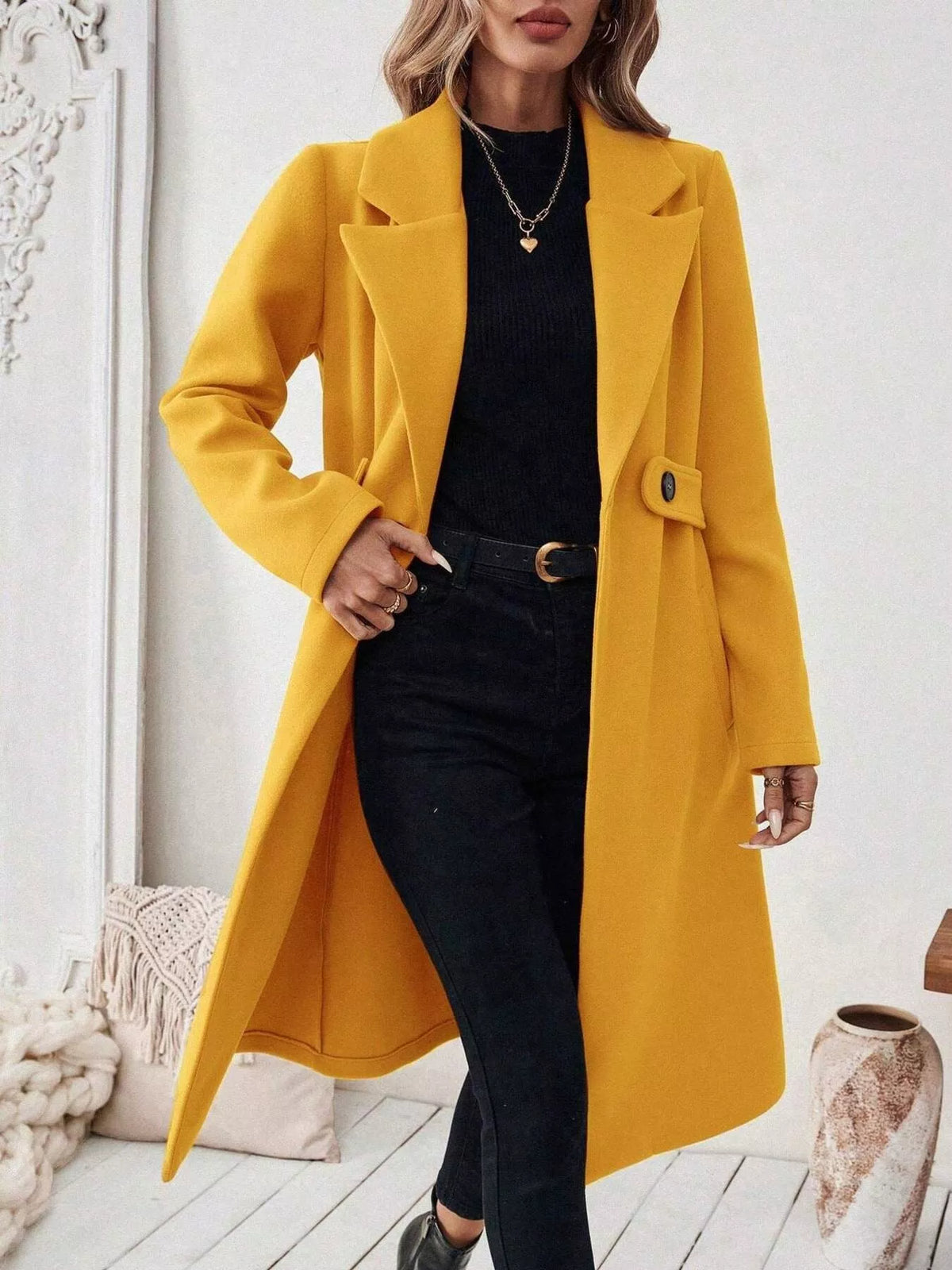 Single-Button Longline Coat - Lilixa.store