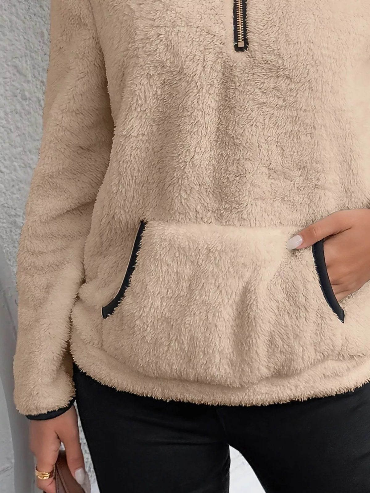 Full Size Cozy Fleece Quarter Zip Long Sleeve Sweatshirt Plus Size - Lilixa.store