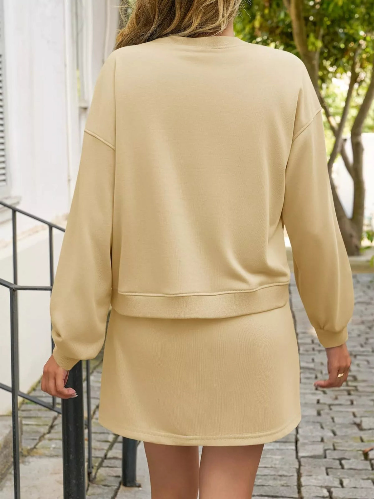 Long Sleeve Sweatshirt and Split Skort Set, view 6