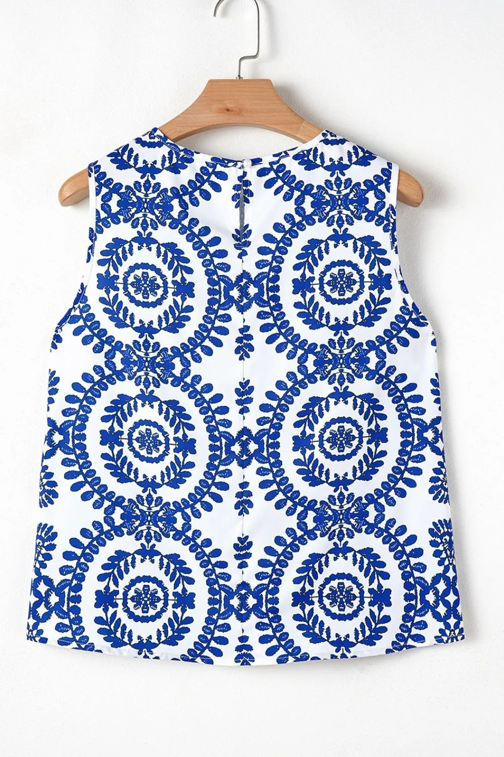 Printed Crew Neck Sleeveless Top - Lilixa.store