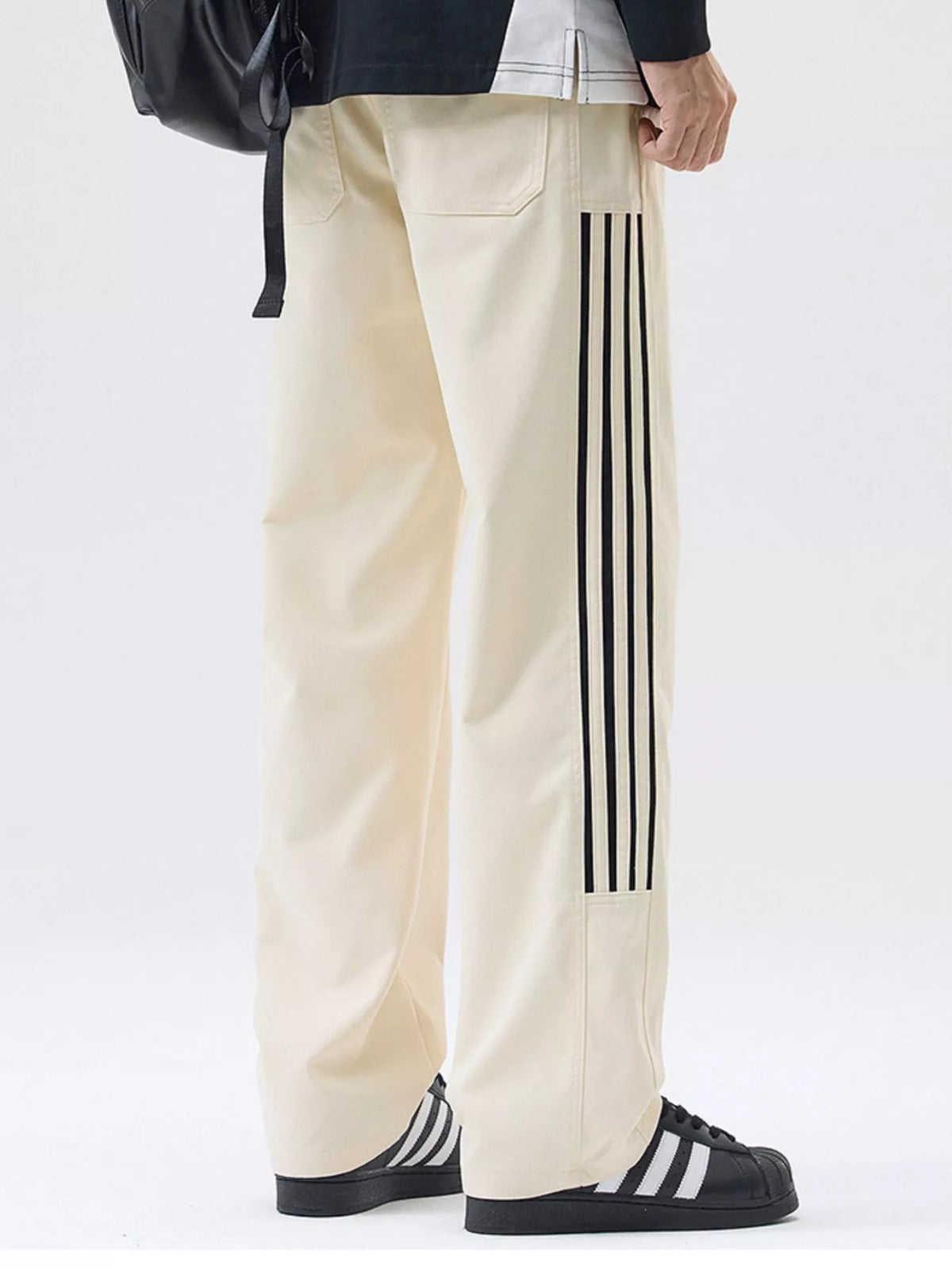 Men's Full Size Side Striped Wide Leg Casual Pants Plus Size, view 3