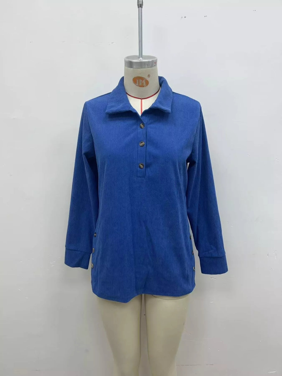 Full Size Button Detail Long Sleeve Top Plus Size - Lilixa.store