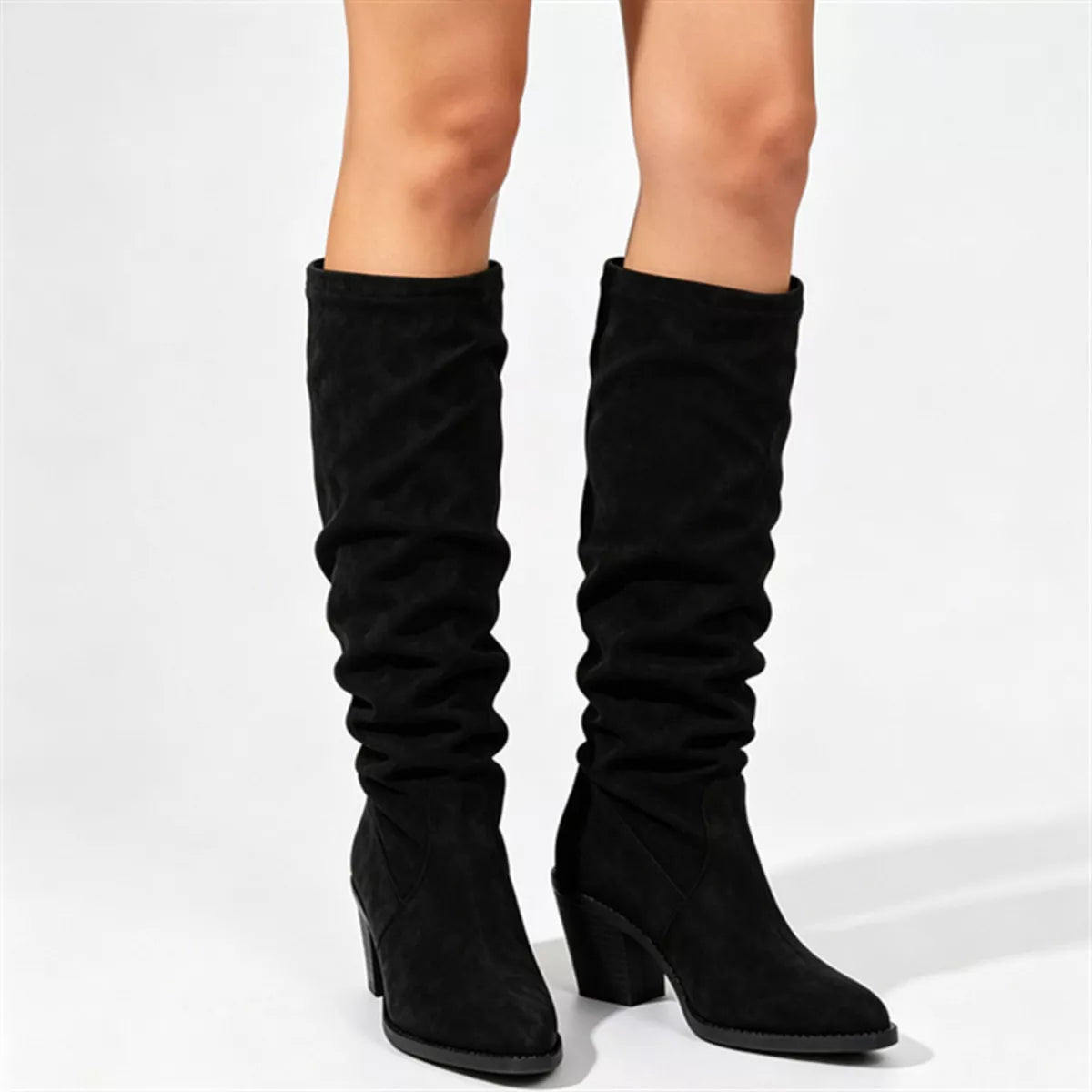 Point Toe Block Heels Boots - Lilixa.store