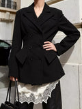 Double-Breasted Blazer with Flap Pockets - Lilixa.store