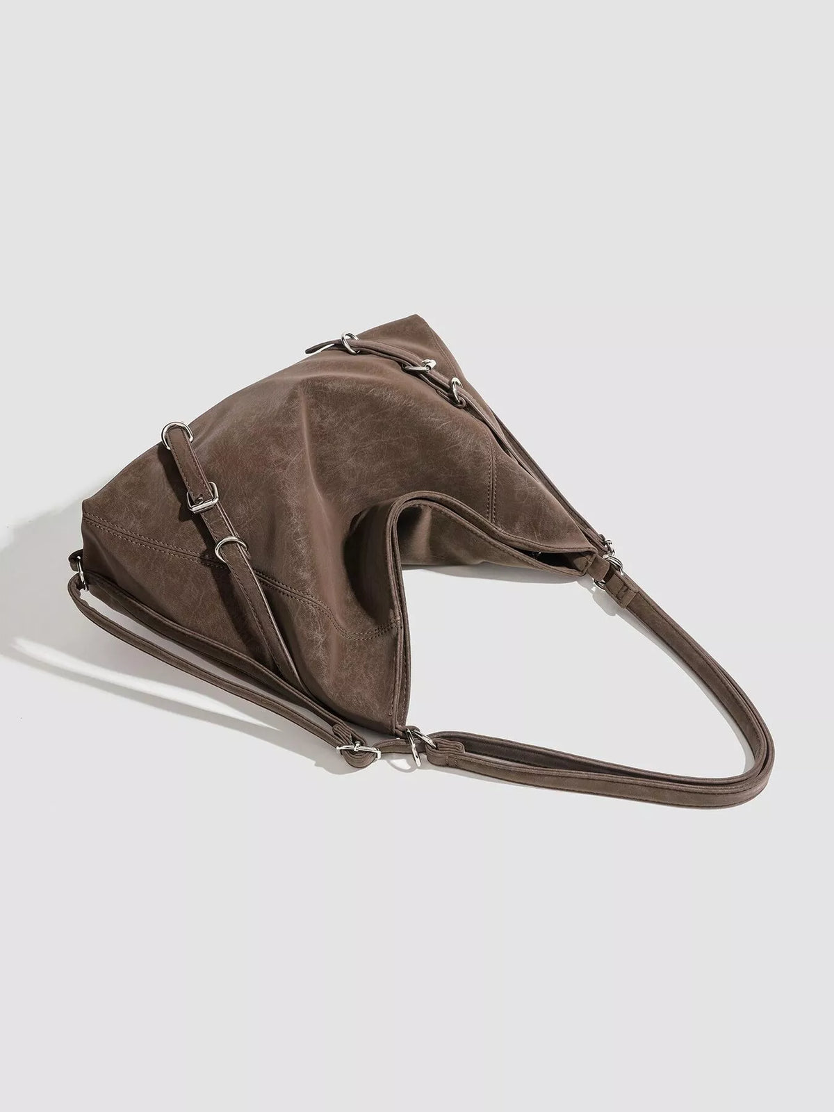 Multi-Way Convertible Hobo Handbag in Brown, view 7