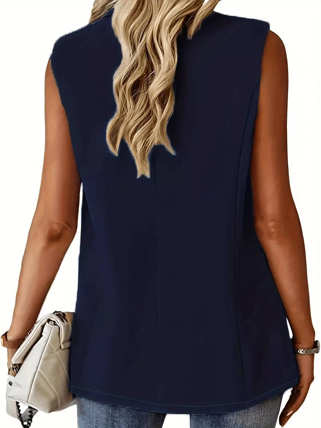 Full Size One Button Lapel Collar Vest Coat Plus Size - Lilixa.store