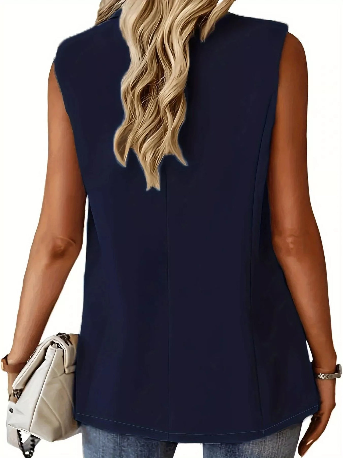 Full Size One Button Lapel Collar Vest Coat Plus Size - Lilixa.store