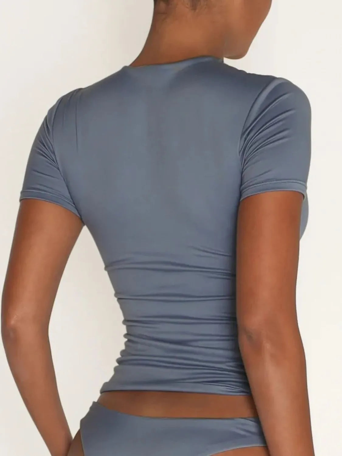 Round Neck Short Sleeve Swim Top - Lilixa.store
