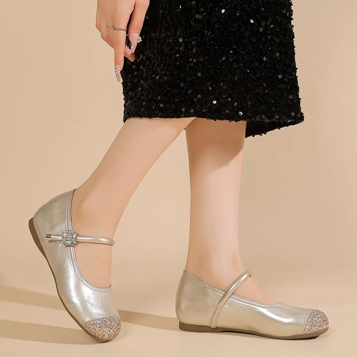 Round Toe Mary Jane Loafers, view 5