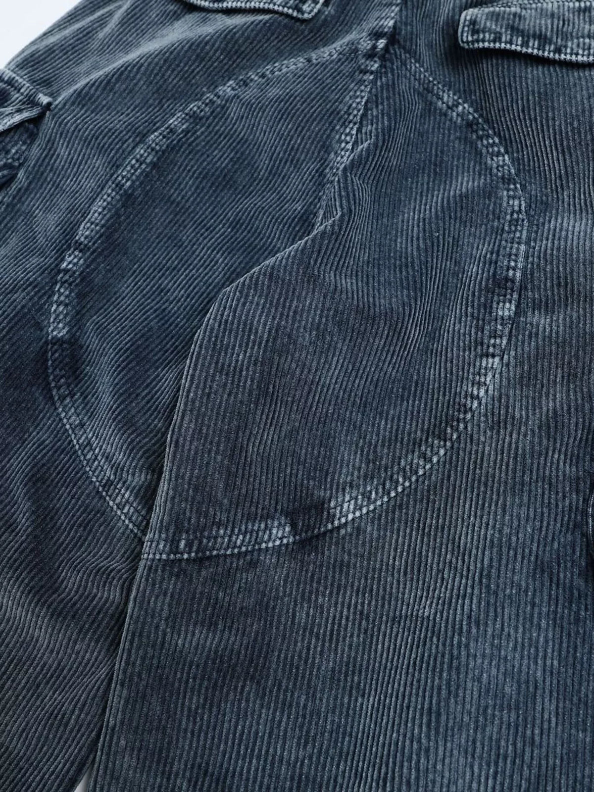 Men's Corduroy Cargo Pants with Multiple Pockets in Blue, view 6