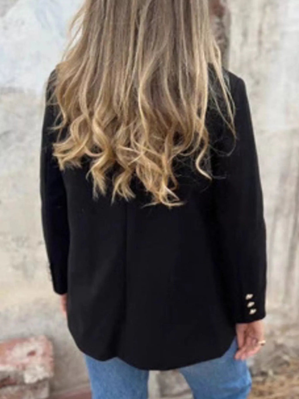 Full Size Double Breasted Long Sleeve Blazer Plus Size - Lilixa.store