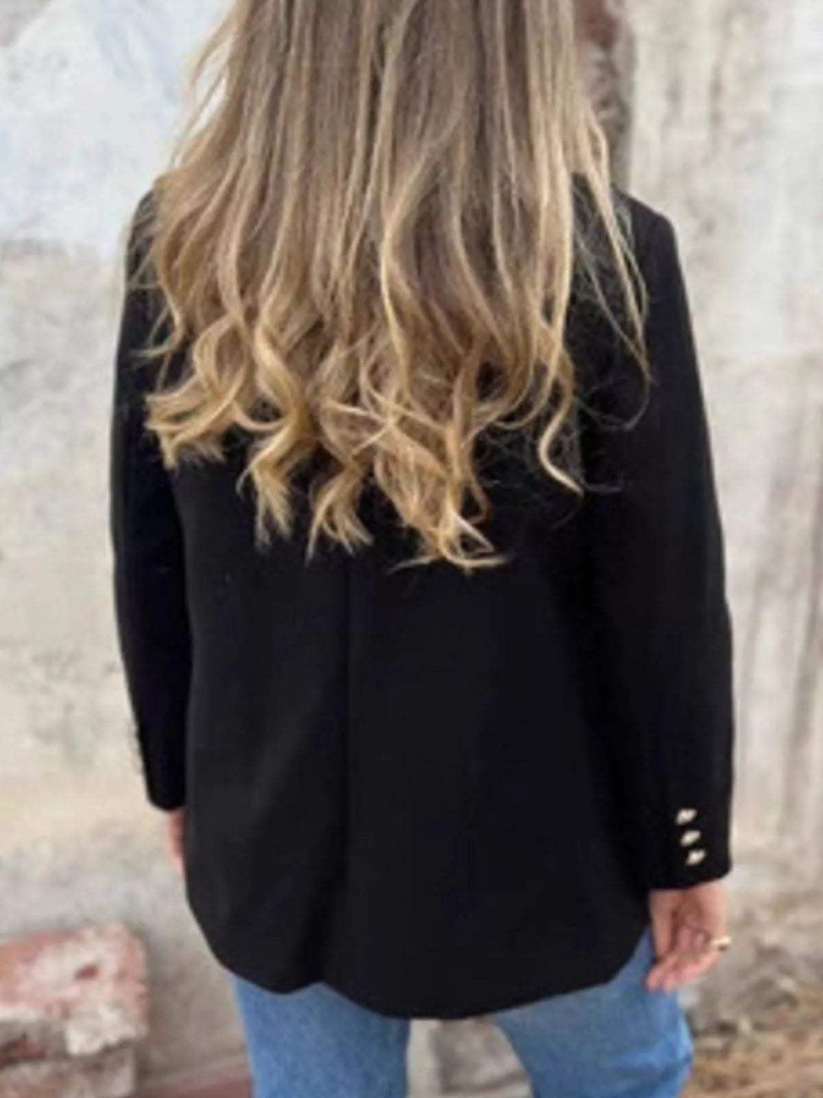 Full Size Double Breasted Long Sleeve Blazer Plus Size - Lilixa.store