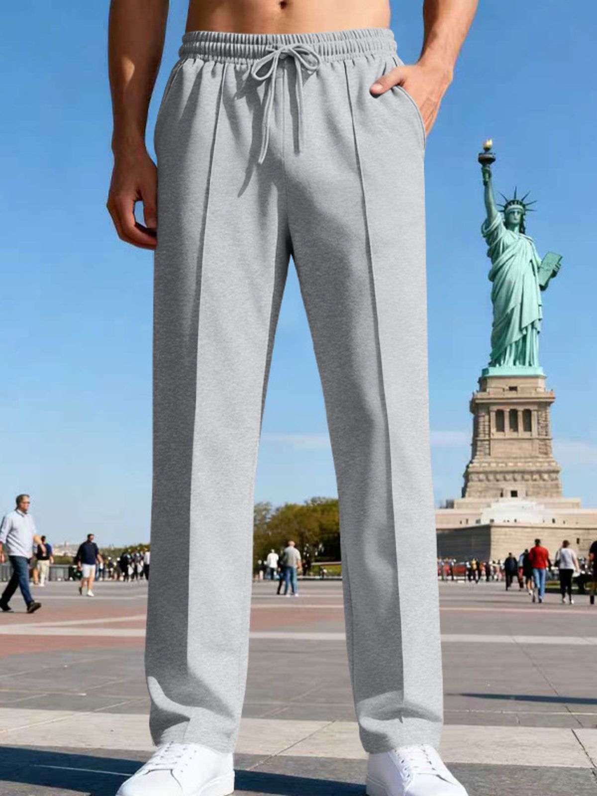 Men's Full Size Drawstring Straight Leg Pants Plus Size