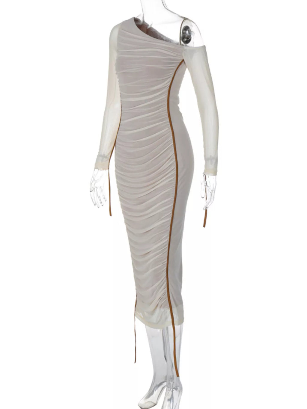 One-Shoulder Ruched Bodycon Midi Dress - Lilixa.store