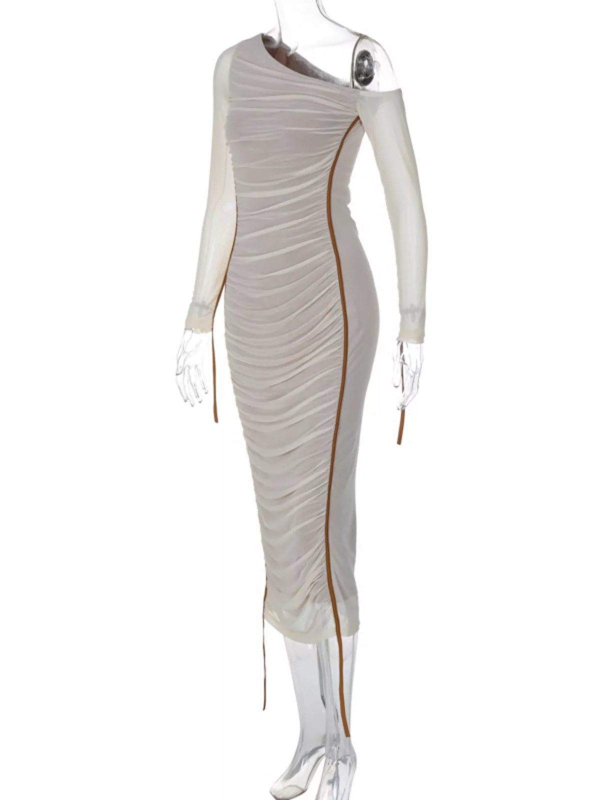 One-Shoulder Ruched Bodycon Midi Dress - Lilixa.store