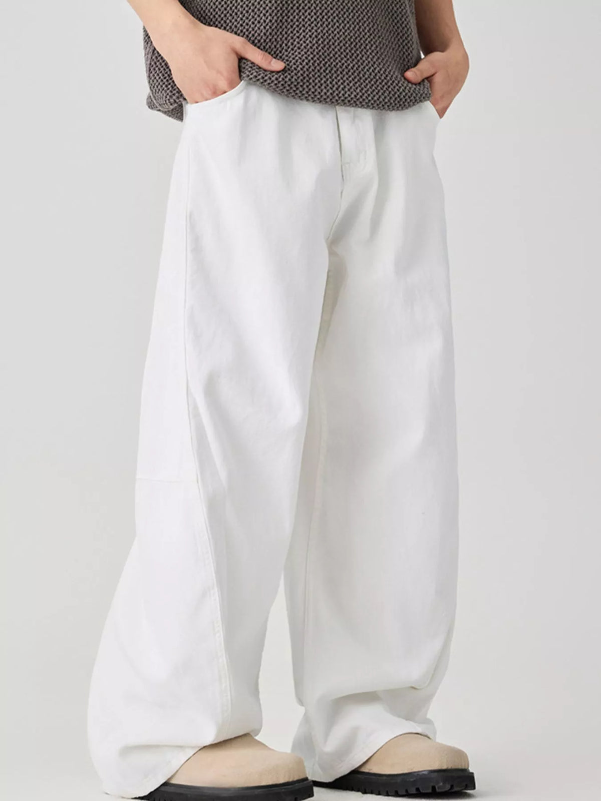 Men's Wide Leg Pants in White
