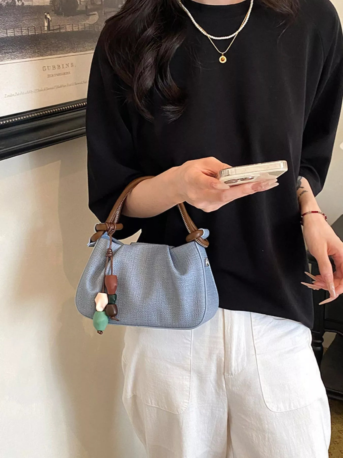 Ruched Top Handle Crossbody Bag