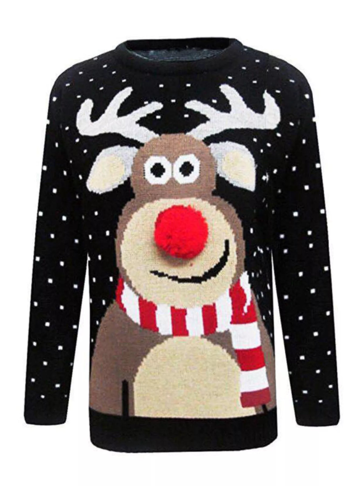 Christmas Reindeer Graphic Round Neck Sweater