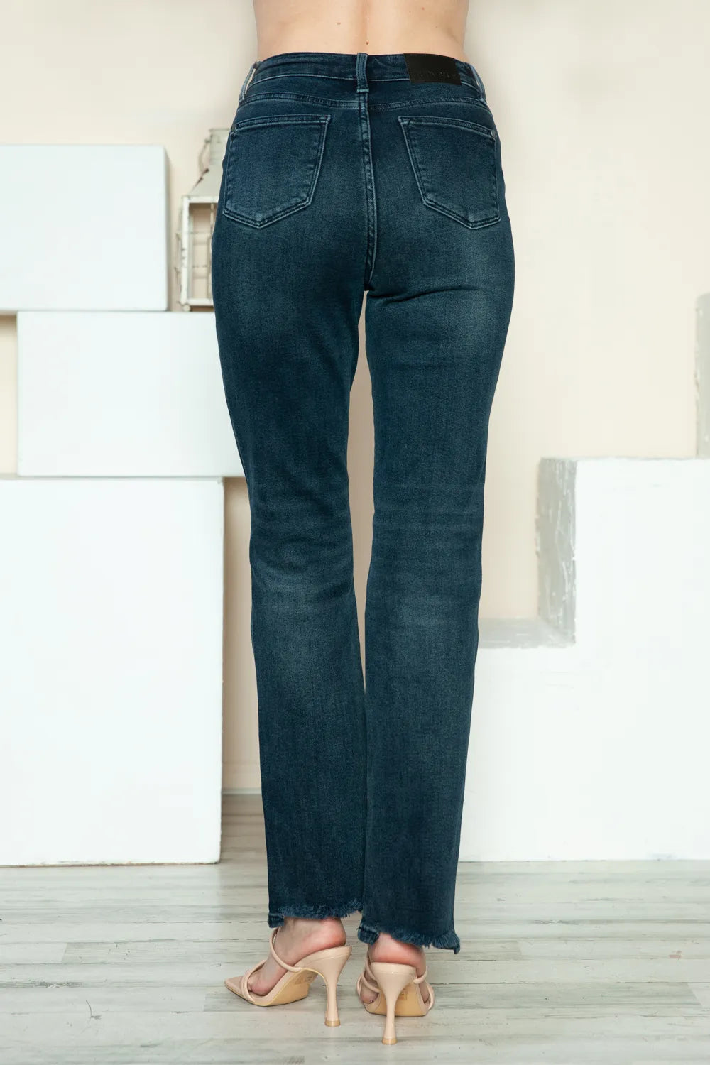 Judy Blue Full Size Button Fly Hem Destroy Straight Jeans - Lilixa.store
