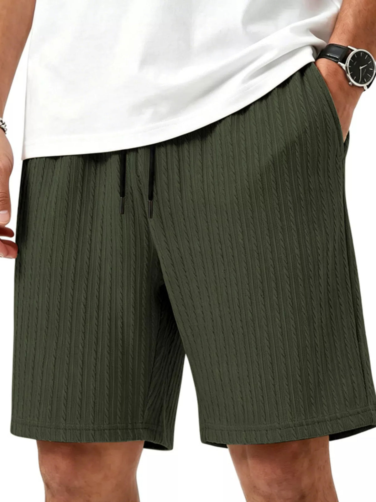 Men's Full Size Casual Texture Drawstring Shorts Plus Size - Lilixa.store