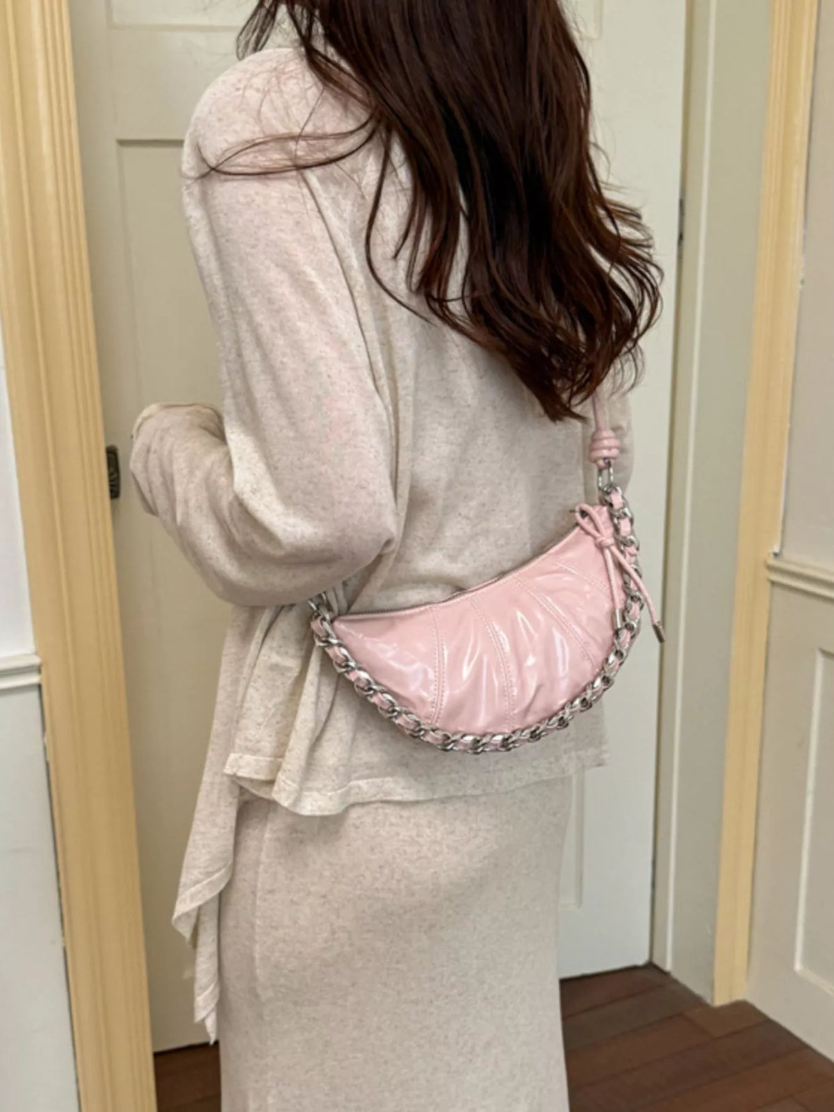 Ruched Crescent Crossbody Bag - Lilixa.store