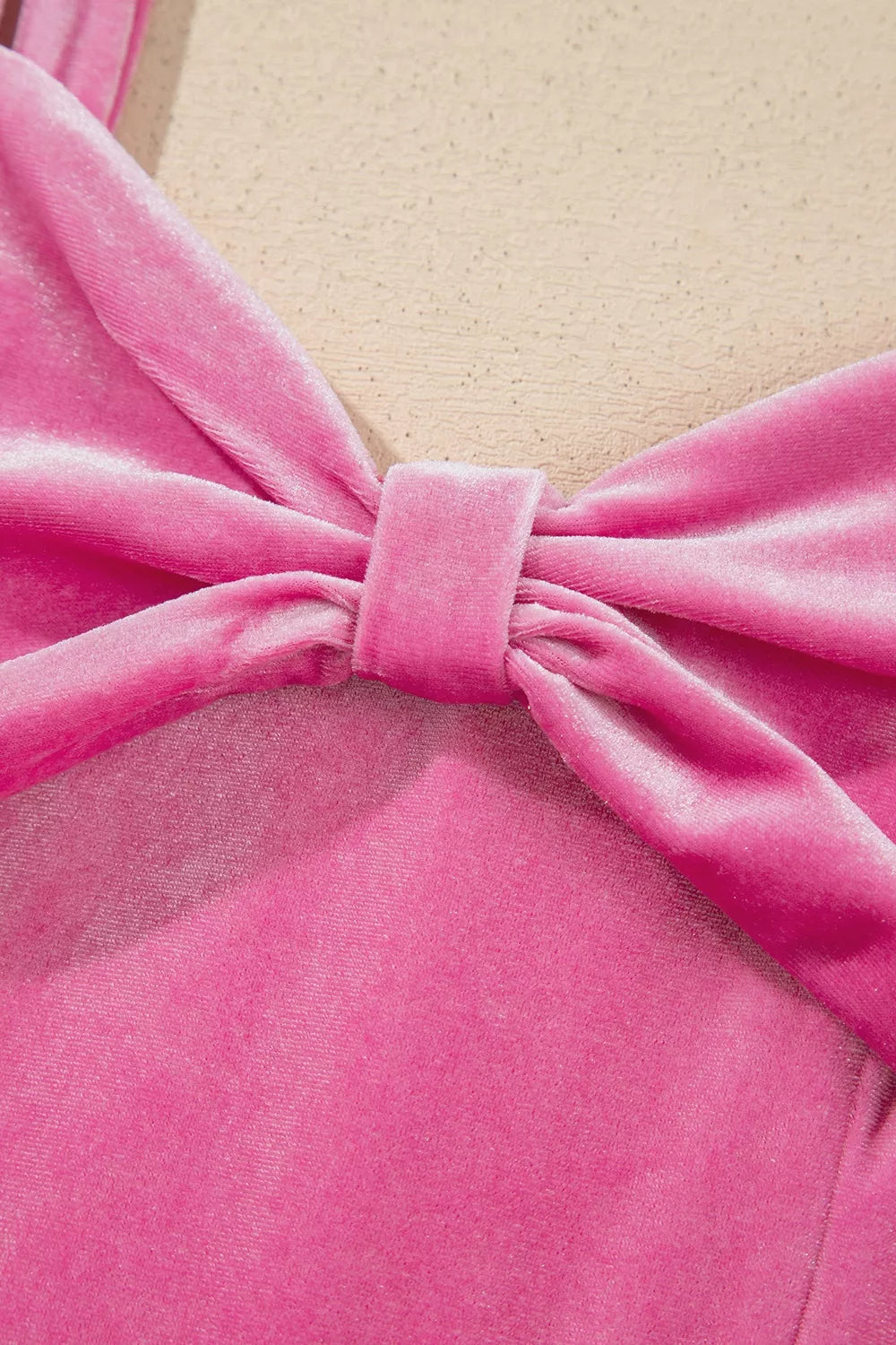 Sweet Bow Neck Adjustable Strap Velvet Short Dress - Lilixa.store