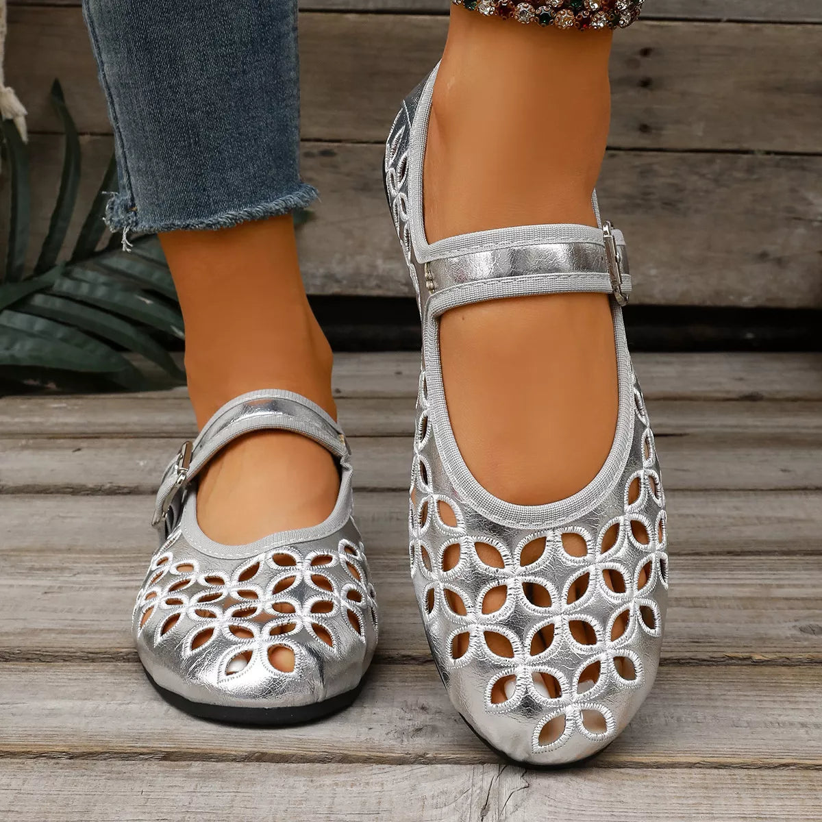 Round Toe Cutout Slip-Ons - Lilixa.store