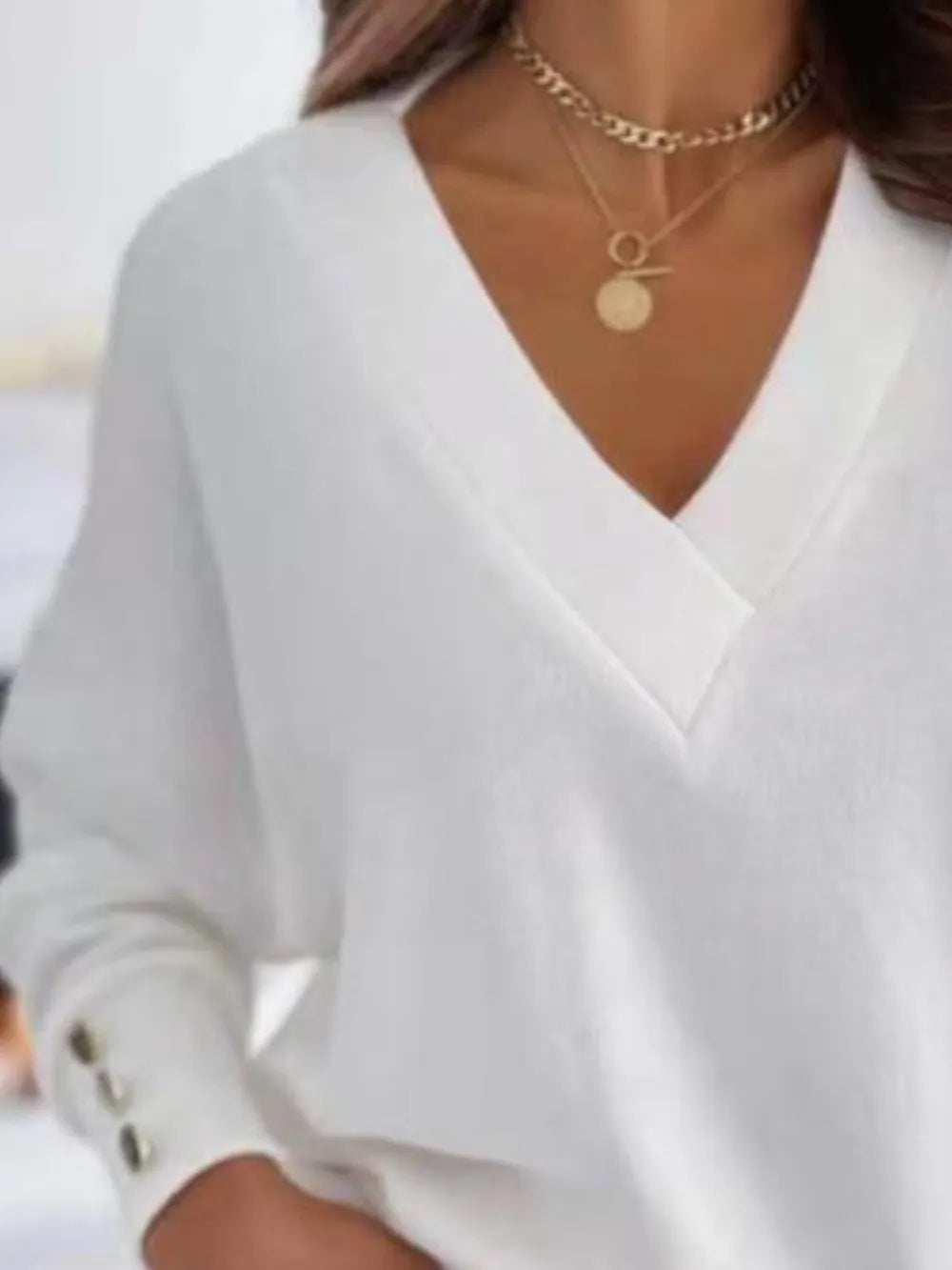 V-Neck Long Sleeve Sweatshirt - Lilixa.store