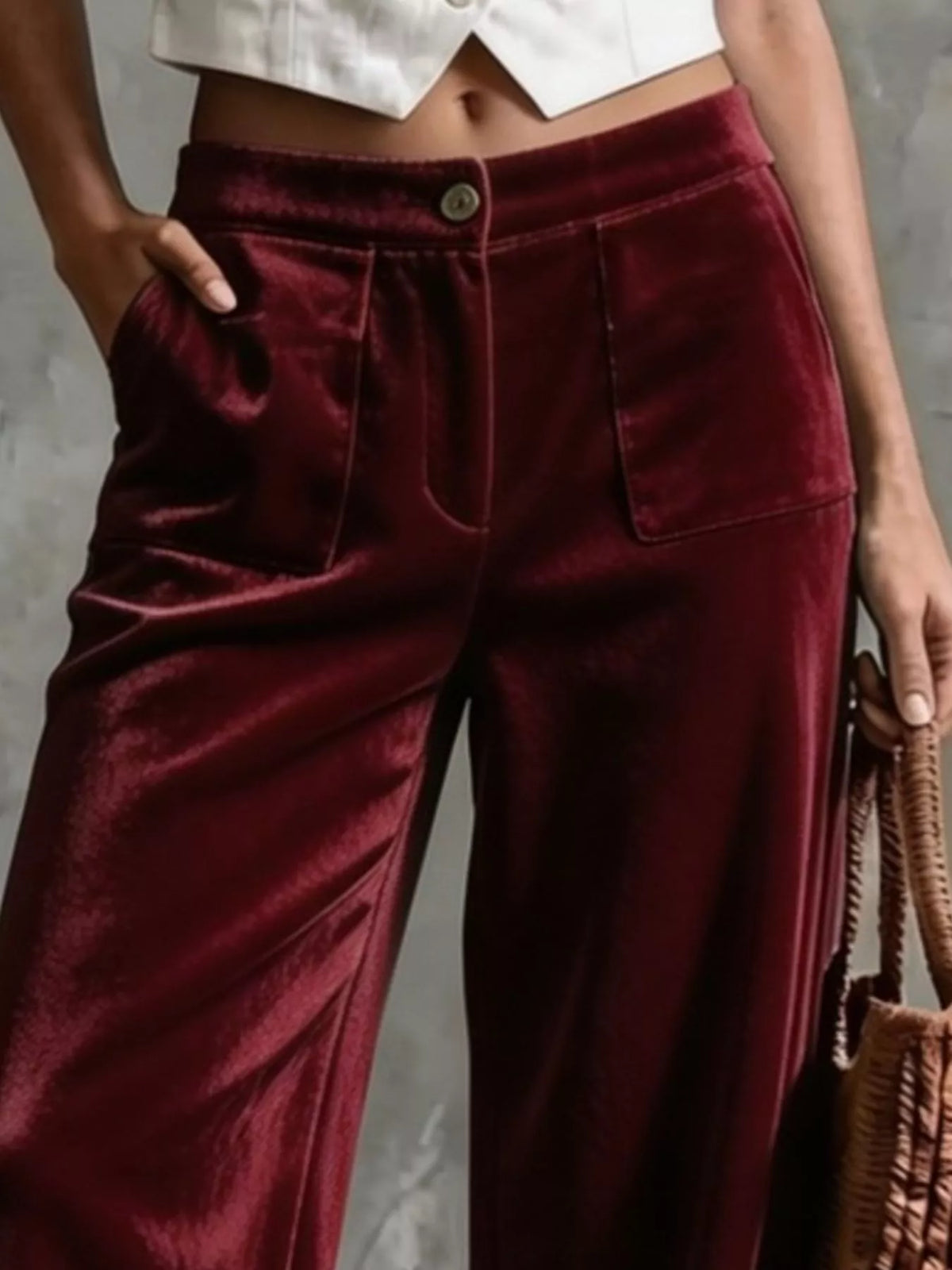 Full Size Velvet Wide-Leg Pants Plus Size