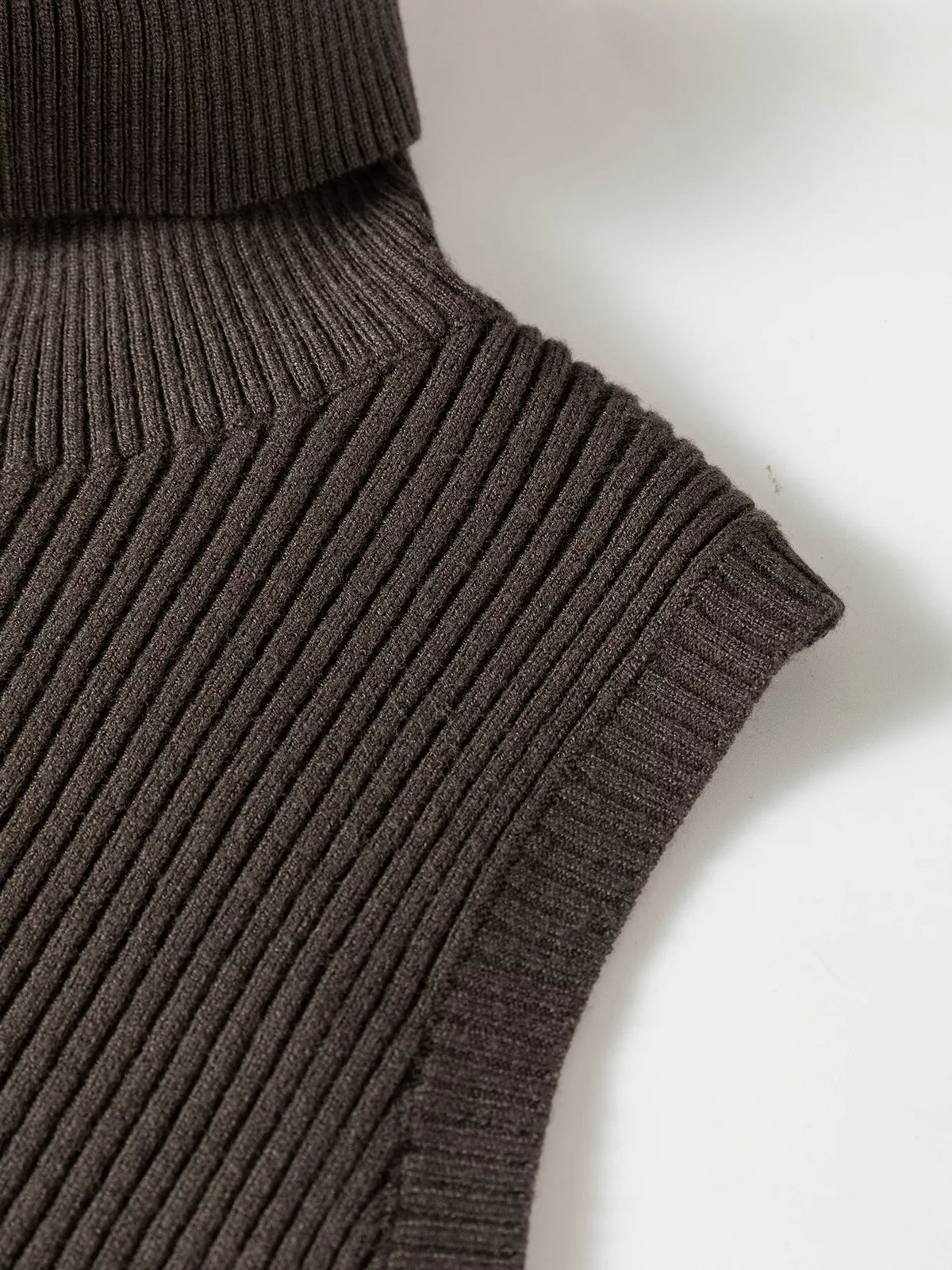Ribbed Knit High Neck Sleeveless Waist Slim Fit Sweater Vest