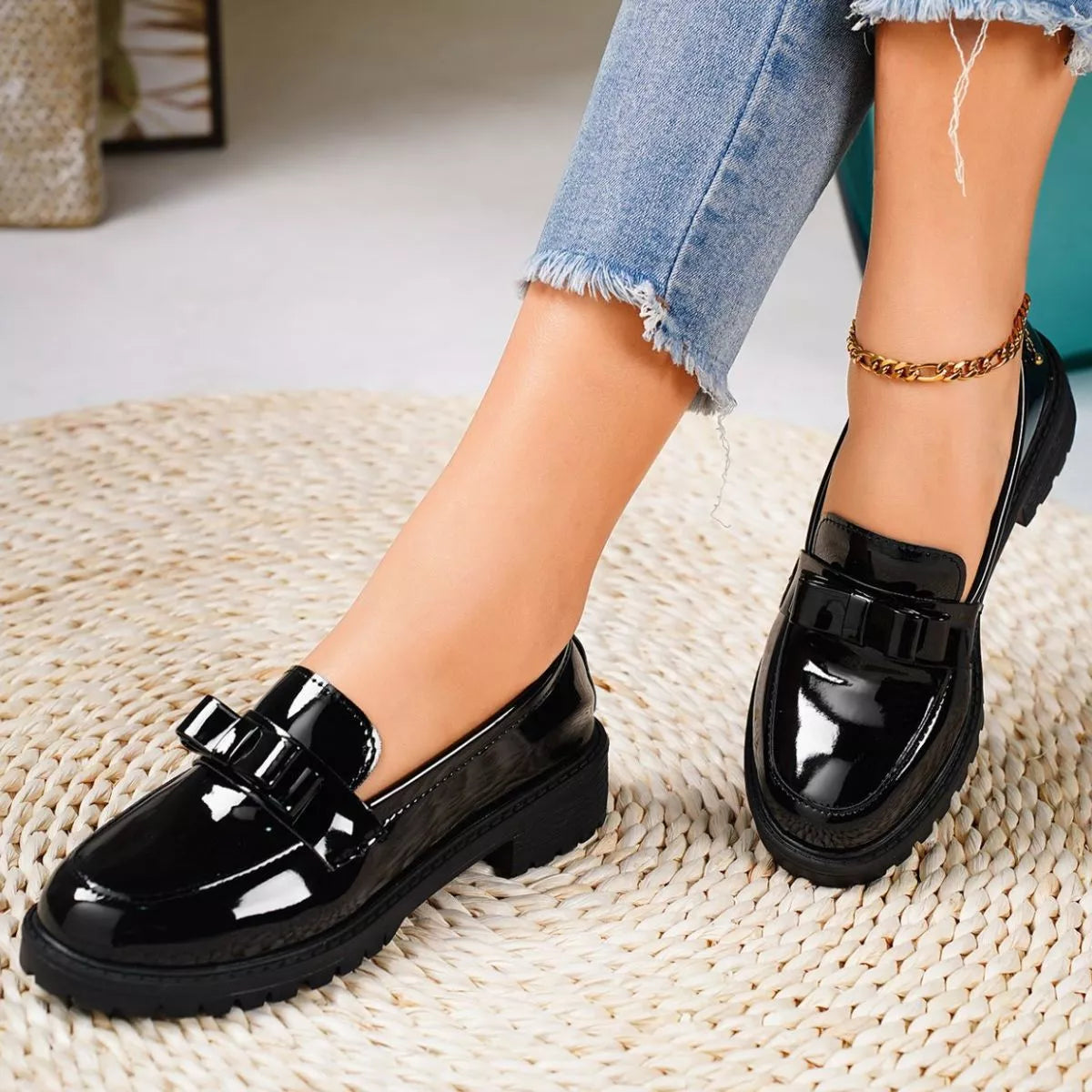 Round Toe Bow Loafers, view 5