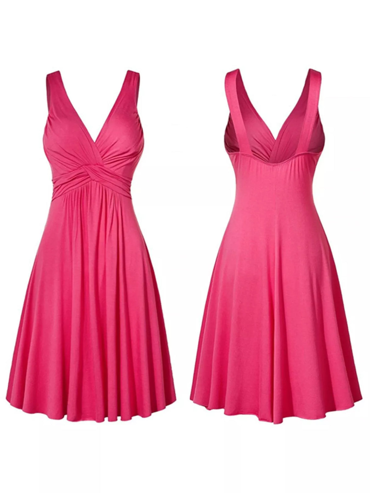 Full Size Twisted Sleeveless Ruched Waist A-Line Dress Plus Size - Lilixa.store