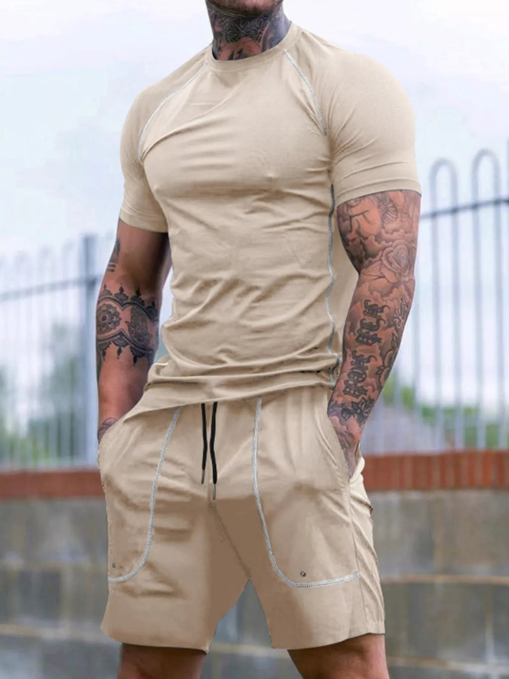Men's Full Size Casual Short Sleeve T-Shirt and Shorts Set Plus Size - Lilixa.store