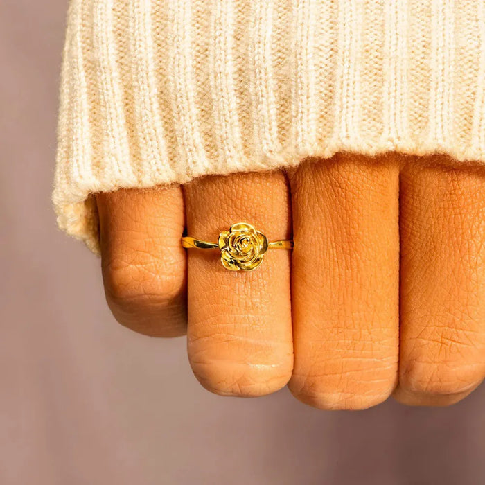 Rose Shape 18K Gold-Plated Ring - Lilixa.store
