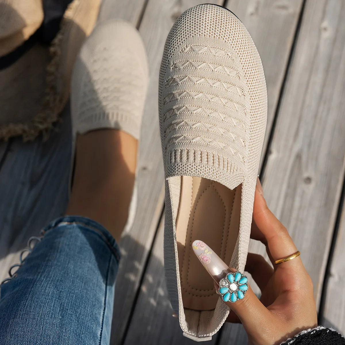 Breathable Knit Slip-On Loafers, view 11