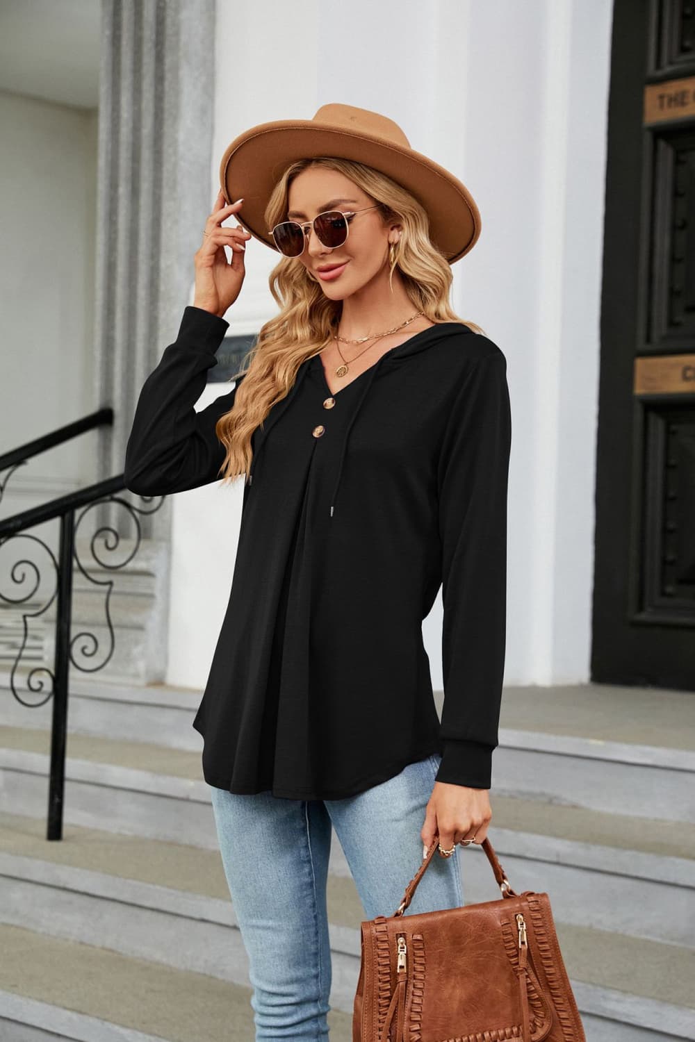Long Sleeve Hooded Blouse, view 9