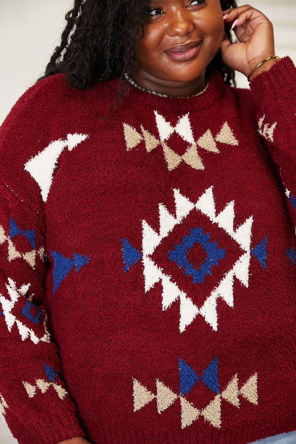 HEYSON Full Size Aztec Soft Fuzzy Sweater - Lilixa.store