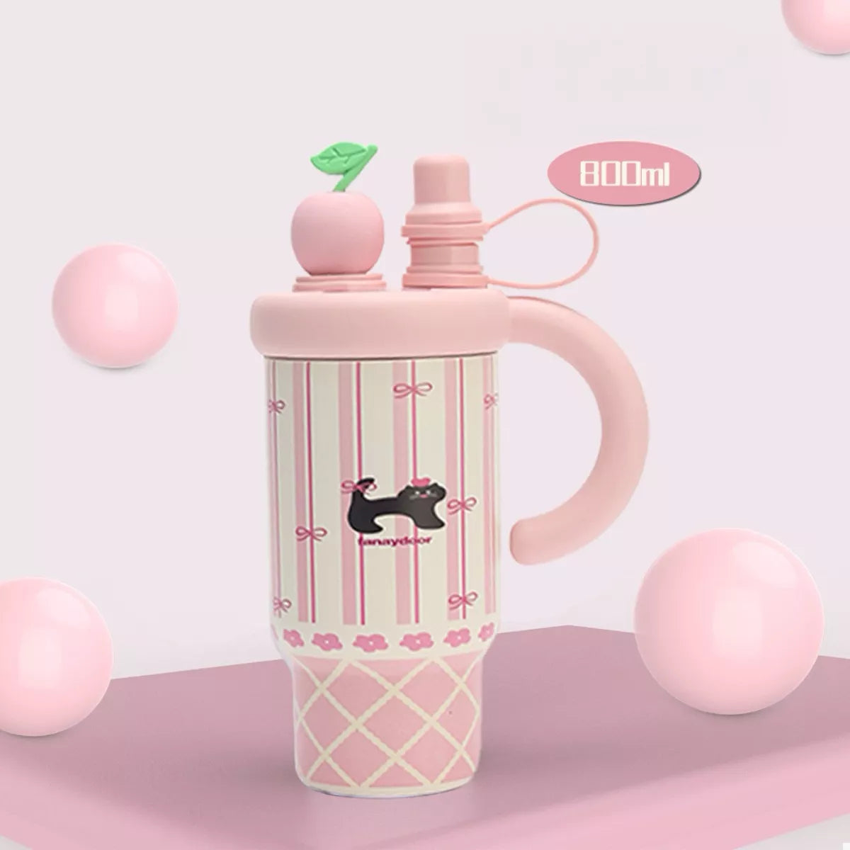 Colorful Cartoon Water Bottles with Straw and Handle - Lilixa.store
