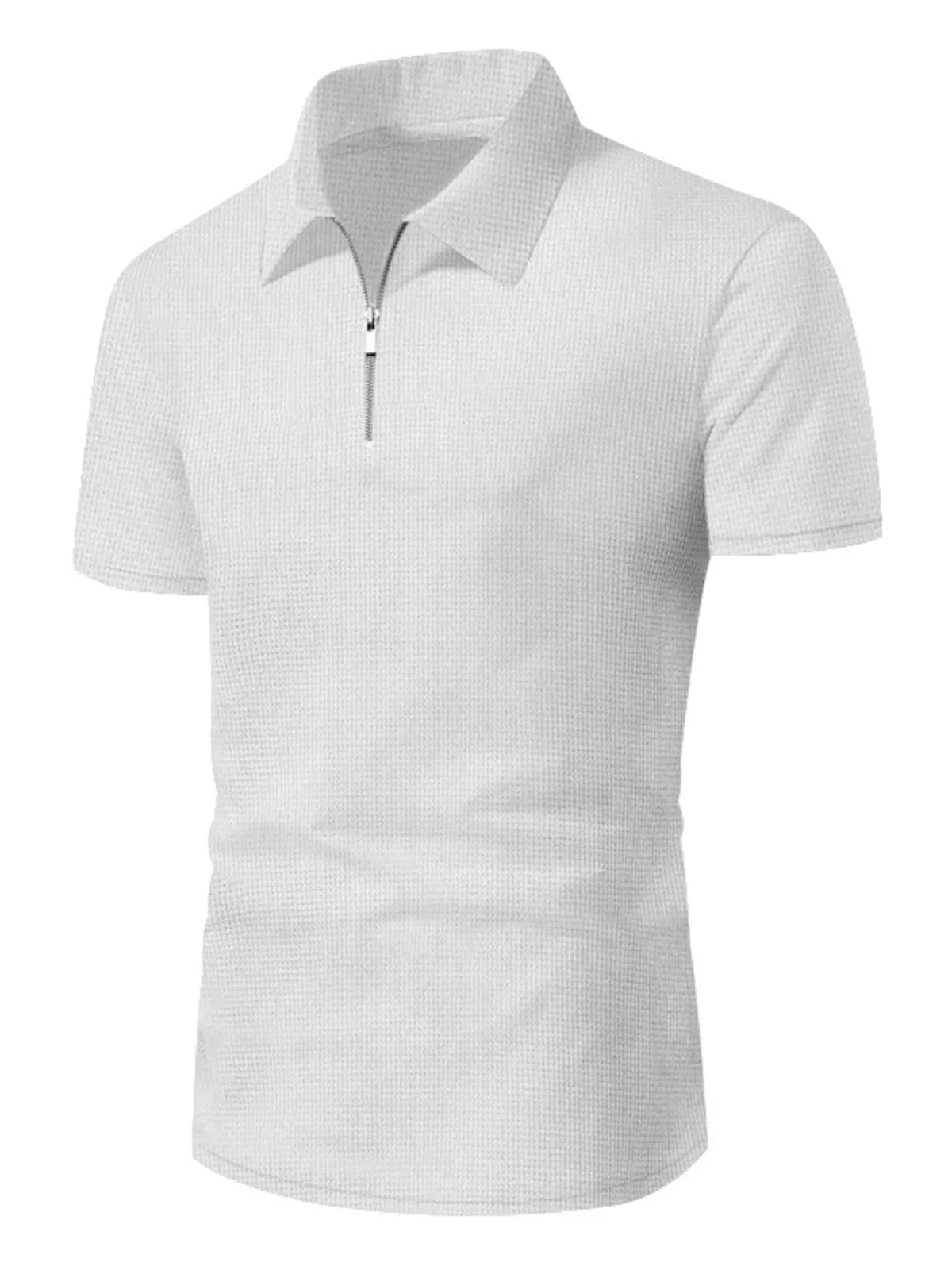 Men's Plus Size Quarter Zipper Polo Shirt and Shorts Set