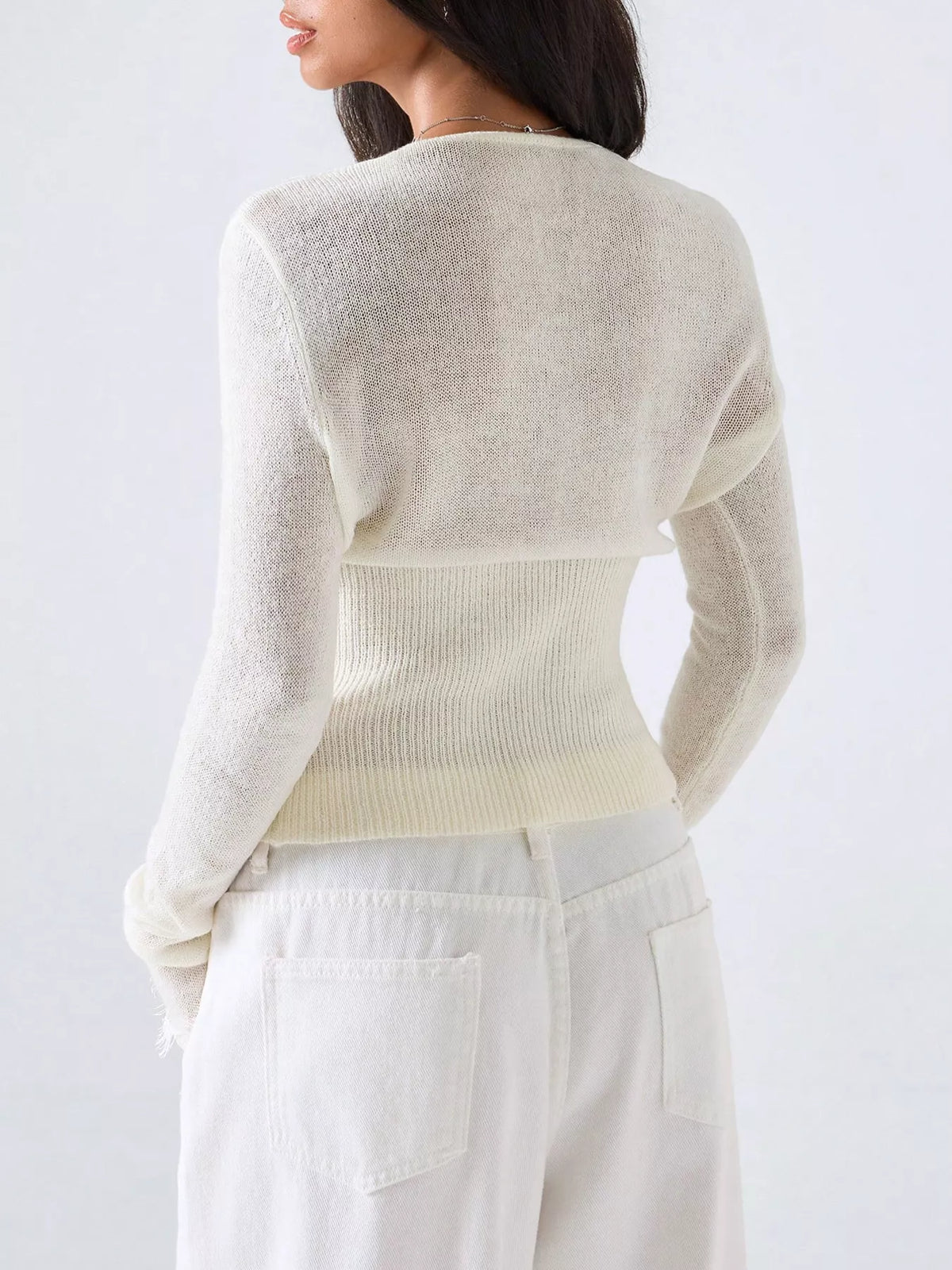 Lace-Trimmed V-Neck Button-Down Cardigan - Lilixa.store