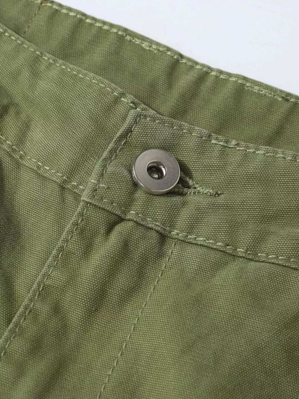 Men's Distressed Cargo Pants with Paint Splatter in Moss, view 9