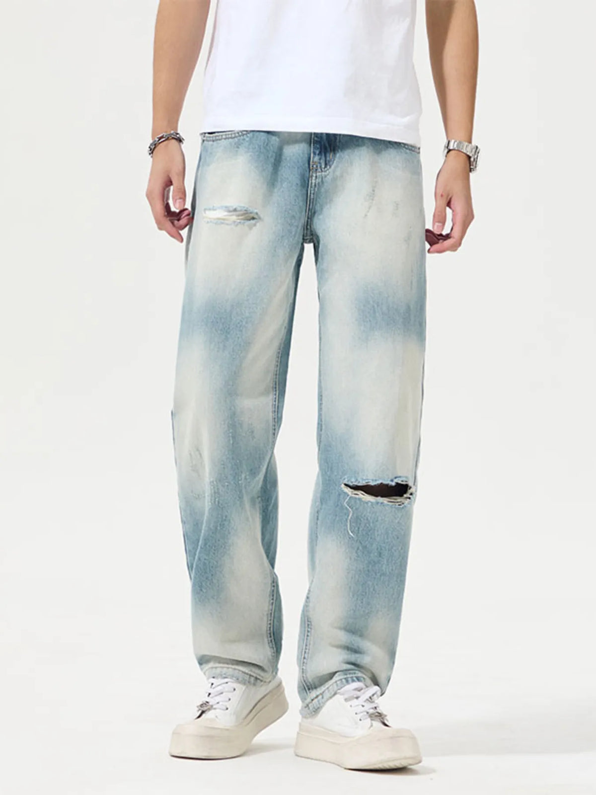 Men's Distressed Relaxed Fit Jeans - Lilixa.store