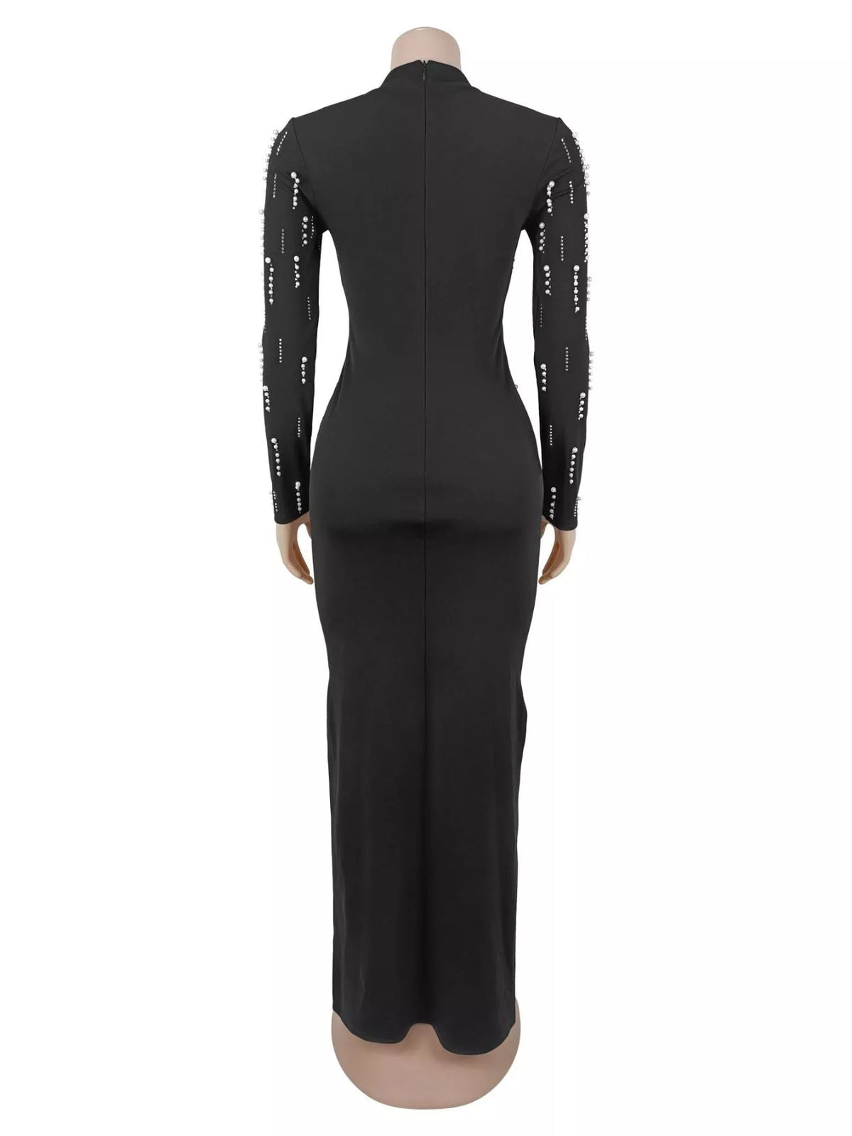 Pearl Detail Long Sleeve Maxi Dress