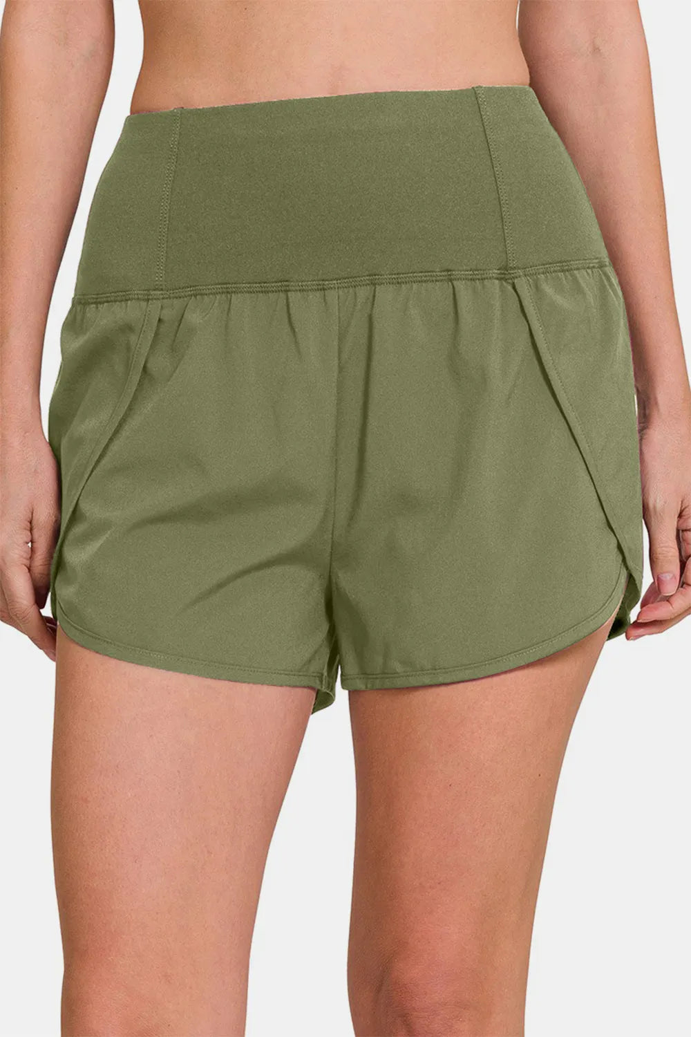 Zenana High-Waisted Zippered Back Pocket Active Shorts, view 4