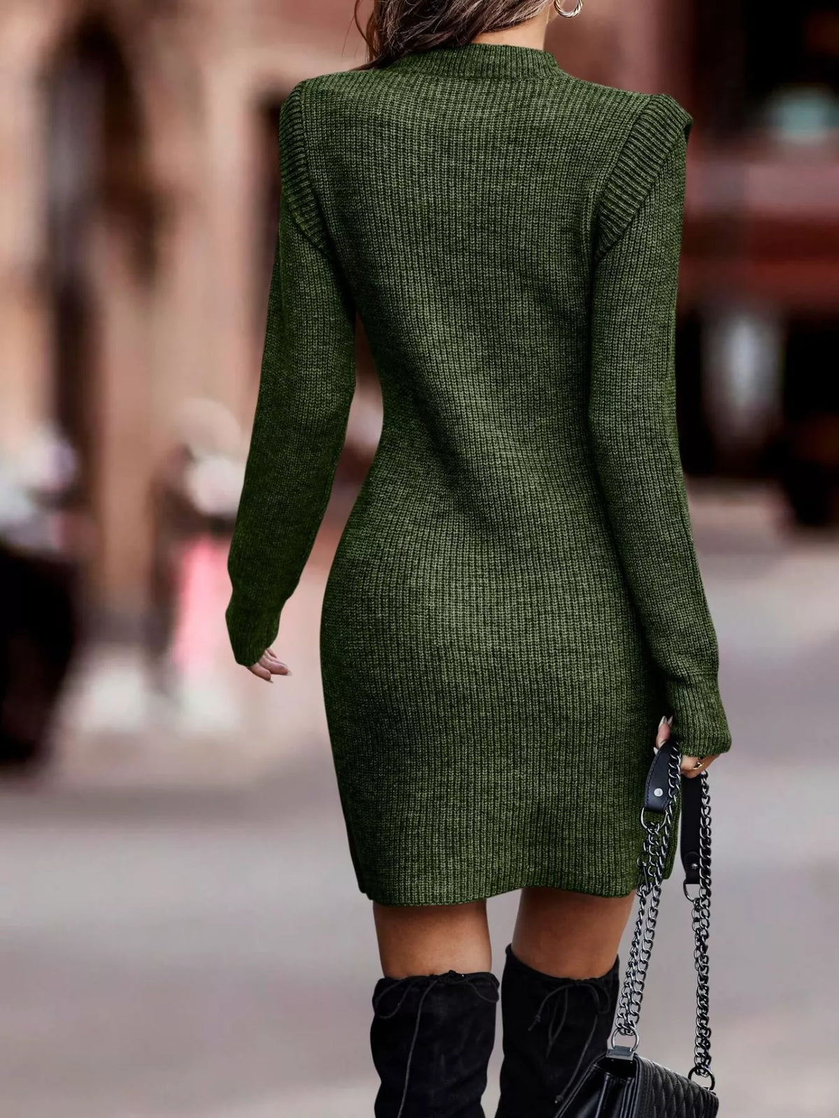 Ribbed Knit Bodycon Sweater Dress, view 7