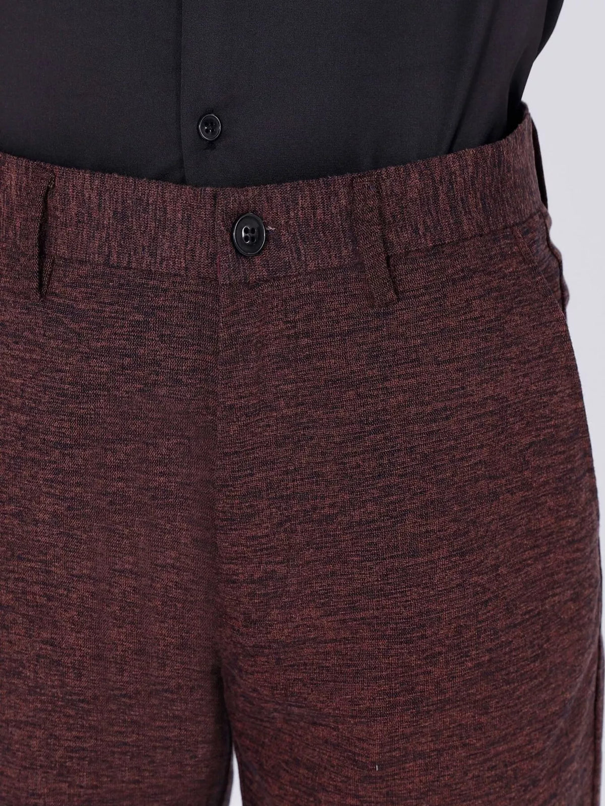 Men's Textured Slim-Fit Pants in Burgundy, view 4