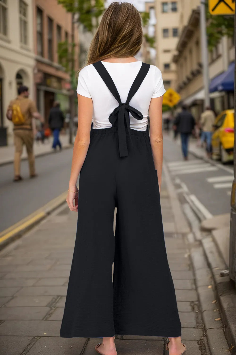 Double Take Full Size Wide Leg Overalls with Pockets, view 3