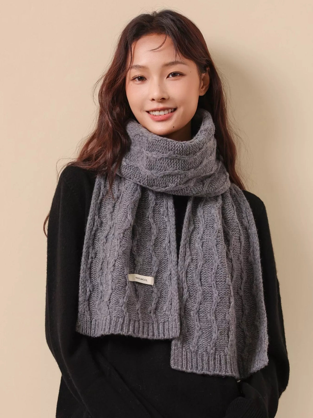Wool Cozy Cable Knit Scarf - Lilixa.store