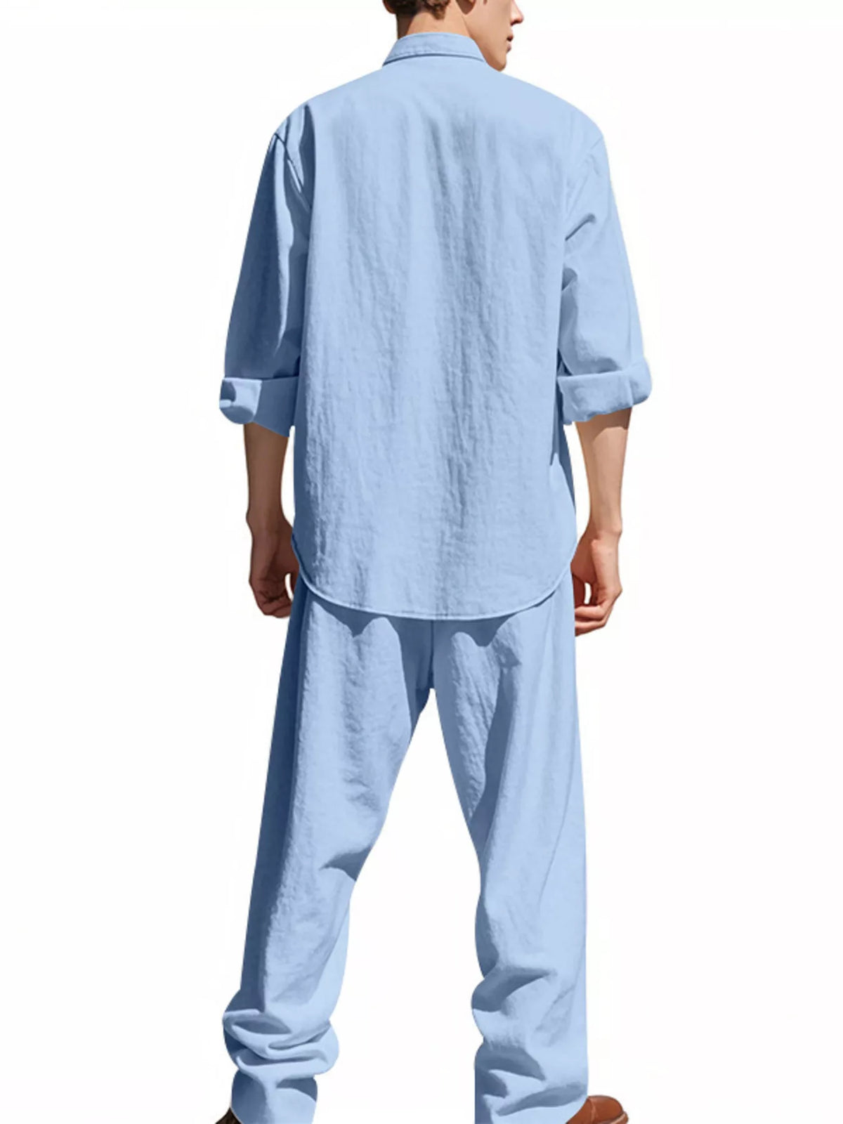 Men's Full Size Button Up Long Sleeve Shirt and Pants Plus Size, view 6