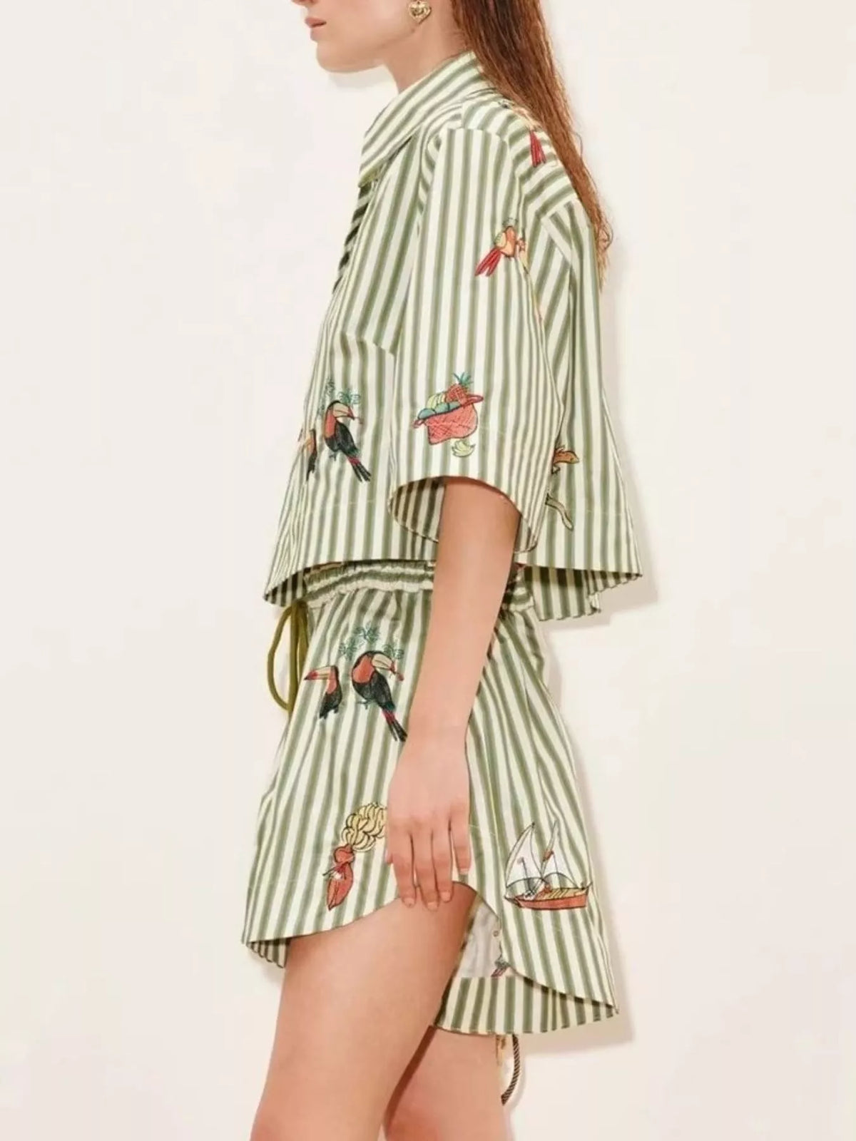 Printed Striped Shirt and Shorts Set - Lilixa.store